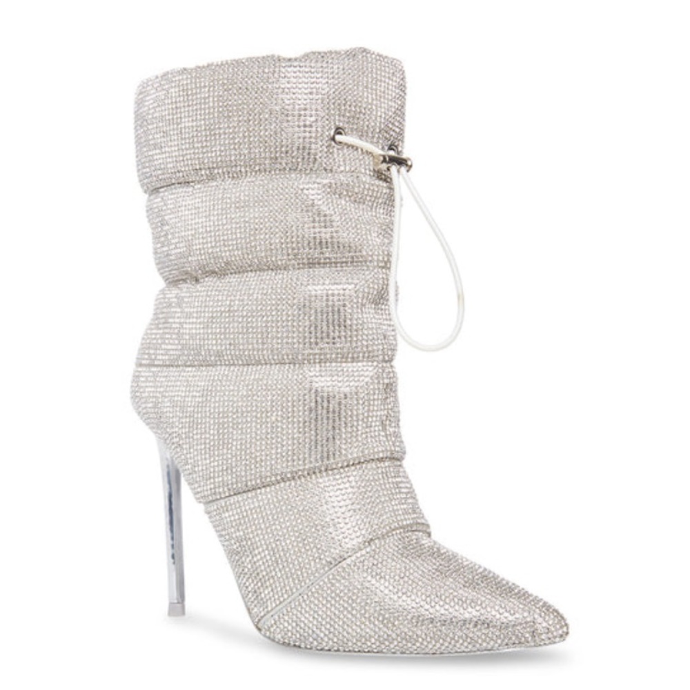 Steve Madden Cloak-R Rhinestone Ankle Bootie Stilhetto Puffer NWT